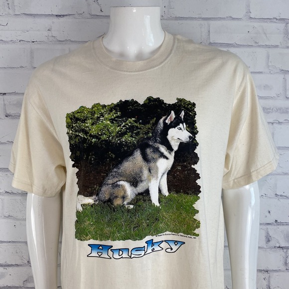 Lee Shirt Men's Large Husky Dog Vintage Total Cotton Robert & Eunice Pearcy - Picture 1 of 14